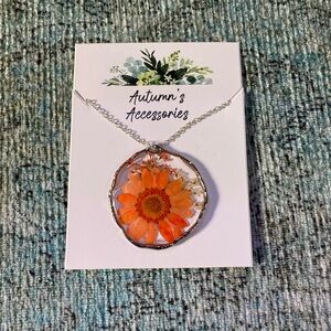 Autumn's Accessories Orange Flower Necklace
